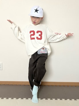 「アイテム（ポーチ）」を使った、Genさん（キッズ・110cm）の春コーディネート