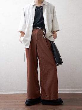 「ETELIO（エテリオ）のダブルソールシャークコンビネーションモカシンシューズ（モカシン/デッキシューズ）」を使った、Takiさん（メンズ・169cm）の夏コーディネート