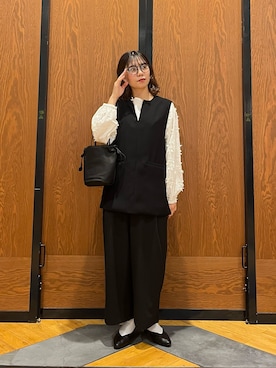「URBAN RESEARCH DOORS（アーバンリサーチドアーズ）のボストンダテメガネ（メガネ）」を使った、YURIEさん（レディース・155cm）の冬コーディネート