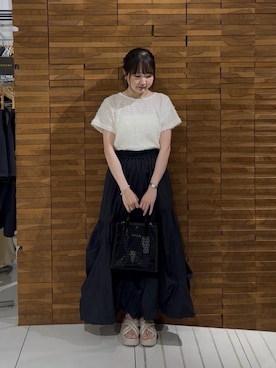 「ロングスカート」｜里沙子さん（レディース・156cm）の夏コーディネート