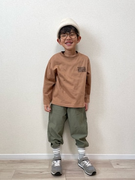 「アイテム（ニットキャップ/ビーニー）」を使った、mocchirhさん（キッズ・110cm）の冬コーディネート