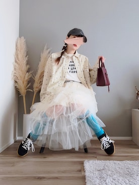 「アイテム（キャップ、グレー系）」を使った、ぱぴさん（レディース・152cm）の春コーディネート