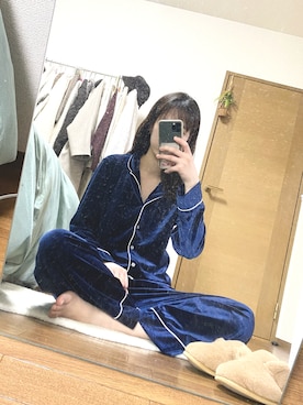 「GU（ジーユー）のアイテム（ルームウェア/パジャマ）」を使った、・×・さん（レディース・154cm）の春コーディネート
