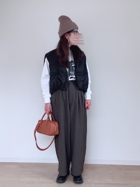 「アイテム（ダウンベスト）」を使った、sato**さん（レディース・164cm）の秋コーディネート