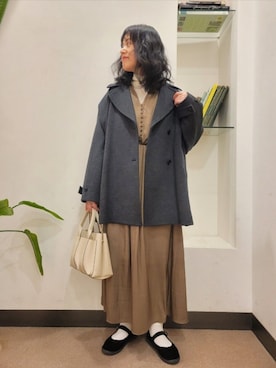 「アイテム（ピーコート）」を使った、浪口　絵美さん（レディース・164cm）の冬コーディネート