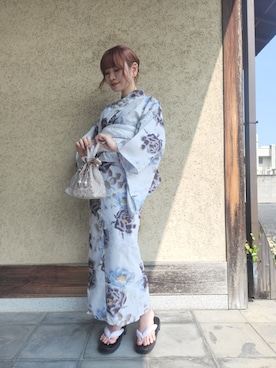 「アイテム（浴衣、ブラウン系）」を使った、SOUBIENさん（レディース・154cm）の夏コーディネート