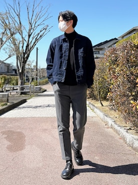 「BIRKENSTOCK（ビルケンシュトック）のGILFORD/ギルフォード ブラック(MEN)（ドレスシューズ、ブラック系）」を使った、takamitsu suzukiさん（メンズ・179cm）の春コーディネート