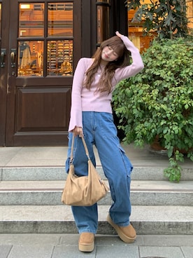 「UGG（アグ）のアイテム」を使った、momoさん（レディース・154cm）の冬コーディネート