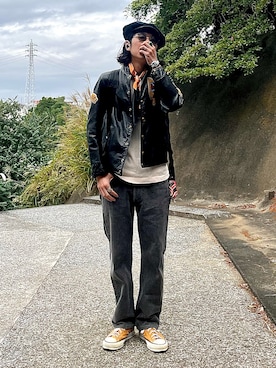 「アイテム（キャスケット）」を使った、mm96さん（メンズ・168cm）の秋コーディネート