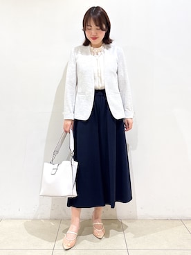 「アイテム（ノーカラージャケット）」を使った、reoさん（レディース・157cm・30代）の春コーディネート