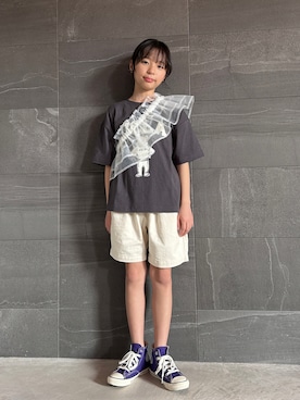 「CIAOPANIC TYPY（チャオパニックティピー）のアイテム（付け襟）」を使った、uranさん（キッズ・134cm）の春コーディネート