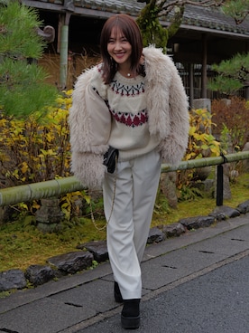 「アイテム（ダッフルコート）」を使った、前田希美さん（レディース・159cm・30代）の冬コーディネート