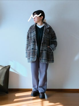 「アイテム（ピーコート）」を使った、もちいりかさん（レディース・148cm）の冬コーディネート