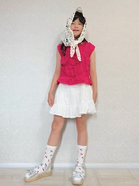 「アイテム（バンダナ/スカーフ）」を使った、lenlen_rinrinさん（キッズ・140cm）の夏コーディネート
