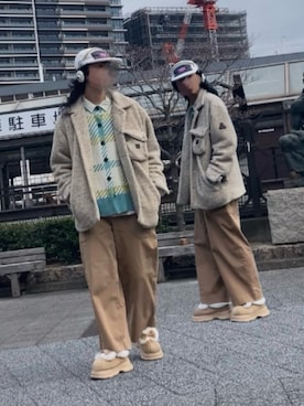 「EASTBOY（イーストボーイ）の¥250（ジャケット/アウター、ベージュ系）」を使った、なつきさん（メンズ・179cm）の冬コーディネート