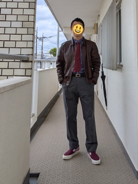 「アイテム（スリッポン）」を使った、daifuku555さん（メンズ・166cm・50代）の春コーディネート