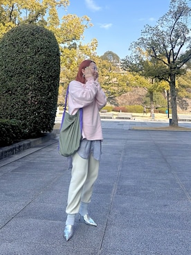「KBF+（ケービーエフプラス）のアイテム（トップス）」を使った、maccoさん（レディース・162cm）の春コーディネート