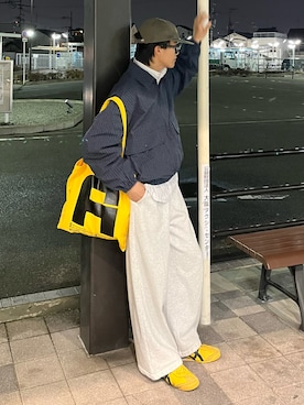「アイテム（スウェットパンツ）」を使った、reijiro さん（メンズ・165cm）の春コーディネート