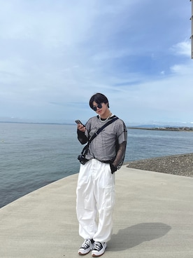 「アイテム（カーゴパンツ）」を使った、ゆーたさん（メンズ・180cm）の夏コーディネート