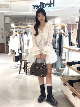 「Heather（ヘザー）のアイテム（ボストンバッグ）」を使った、nae🍒さん（レディース・168cm）の春コーディネート