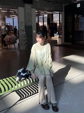 「All For Oneのアイテム（トップス、グリーン系）」を使った、kwan yuetさん（レディース・150cm）の春コーディネート