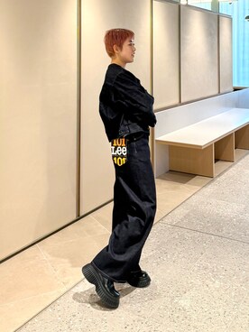 「アイテム（デニムジャケット）」を使った、Azuna Yamatsuさん（レディース・158cm・30代）の冬コーディネート
