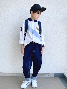「POLO RALPH LAUREN（ポロ ラルフ ローレン）のアイテム（シャツ/ブラウス、ホワイト系）」を使った、kaoruさん（キッズ・144cm）の春コーディネート