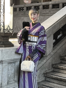 「アイテム（水着/着物・浴衣）」を使った、Miho Katsumaさん（レディース・157cm・20代）の冬コーディネート