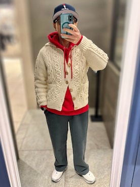 「INVERALLAN（インバーアラン）のアイテム（カーディガン/ボレロ）」を使った、Hayakeeeenさん（メンズ・163cm）の秋コーディネート