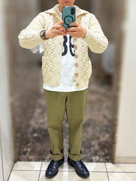 「INVERALLAN（インバーアラン）のアイテム（カーディガン/ボレロ）」を使った、Hayakeeeenさん（メンズ・163cm）の秋コーディネート