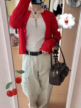 「透かし編みカーディガン」｜haryo98さん（レディース・158cm）の春コーディネート