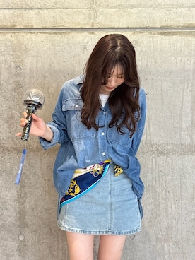 「GU（ジーユー）のアイテム（デニムスカート）」を使った、ayaneさん（レディース・163cm）の春コーディネート