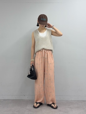 「CIAOPANIC TYPY（チャオパニックティピー）の【UNISEX】メッセージロゴキャップ（キャップ）」を使った、yumiさん（レディース・165cm）の春コーディネート