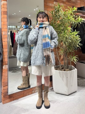 「LOWRYS FARM（ローリーズファーム）のペコスブーツ　629800（ブーツ）」を使った、ideさん（レディース・160cm）の冬コーディネート