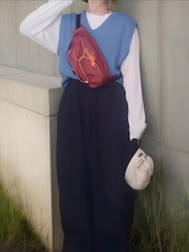 「アイテム（スラックス）」を使った、shominnohoshiさん（レディース・146cm）の春コーディネート
