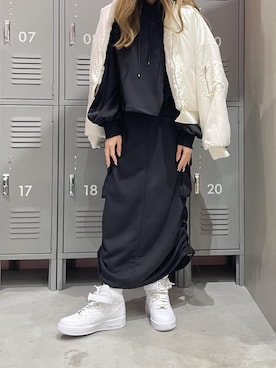「NIKE（ナイキ）のアイテム（ジャケット/アウター）」を使った、Honamiさん（レディース・157cm・20代）の冬コーディネート