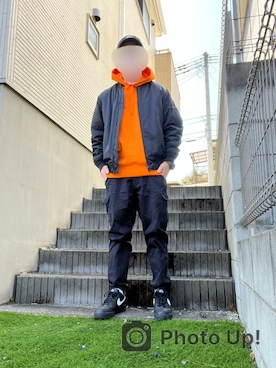「UNIQLO（ユニクロ）のアイテム（MA-1）」を使った、TOMMYさん（メンズ・174cm）の春コーディネート