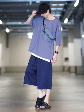「JUNRED（ジュンレッド）のアイテム（ボディバッグ/ウエストポーチ）」を使った、taiさん（メンズ・179cm）の夏コーディネート