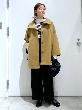 「アイテム（ポンチョ）」を使った、m.a.k.oさん（レディース・166cm・30代）の冬コーディネート