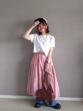 「CIAOPANIC TYPY（チャオパニックティピー）のアイテム（キャップ）」を使った、tarochanさん（レディース・155cm）の春コーディネート