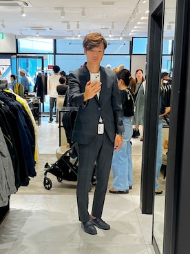 「アイテム（スーツパンツ）」を使った、白パン族さん（メンズ・186cm・20代）の秋コーディネート