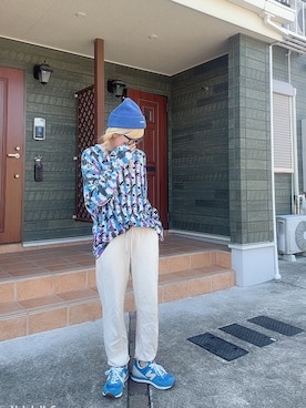 「Supreme （シュプリーム）のアイテム（Tシャツ/カットソー、ブルー系）」を使った、maki☆*さん（レディース・156cm）の秋コーディネート