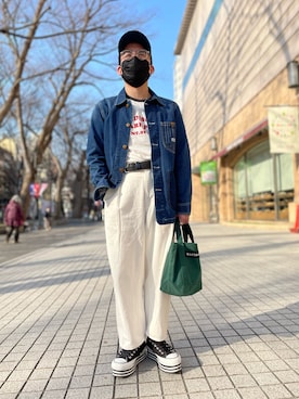 「アイテム（帽子）」を使った、足立ぽてとさん（メンズ・155cm）の春コーディネート