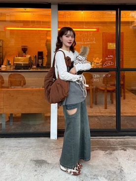 「Mili affinity（ミリアフィニティー）のアイテム（トップス、グレー系）」を使った、honokaさん（レディース・163cm）の冬コーディネート