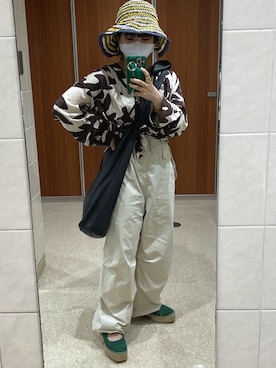 「PELLICO SUNNY（ペリーコサニー）のLYDIA 4.0cm エスパドリーユ GREEN（サンダル、グリーン系）」を使った、おごさん（レディース・148cm）の夏コーディネート