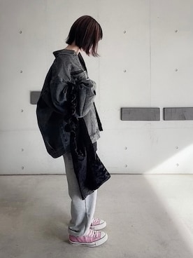 「アイテム（デニムジャケット）」を使った、なな☺︎さん（レディース・155cm）の秋コーディネート