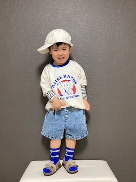 「アイテム（キャップ）」を使った、S♡K♡K♡さん（キッズ・90cm）の春コーディネート
