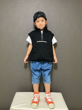 「アイテム（キャップ）」を使った、S♡K♡K♡さん（キッズ・100cm）の秋コーディネート