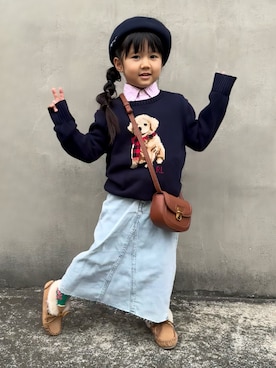 「アイテム（モカシン/デッキシューズ）」を使った、KANOさん（キッズ・100cm）の秋コーディネート