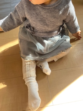 「SLAP SLIP BABY（スラップスリップベビー）のアイテム（ワンピース、グレー系）」を使った、suzuhaさん（キッズ・70cm）の冬コーディネート